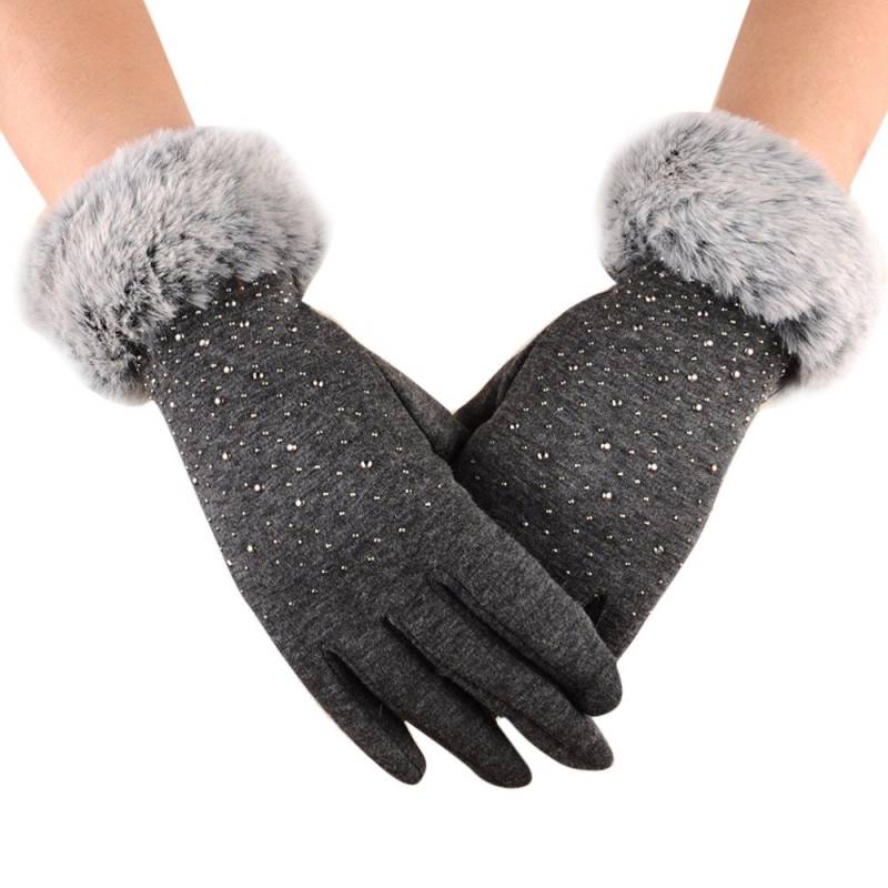 IQYU Lange Finger Halloween Fashion-Winter-warm Damenhandschuh Handschuhe Silber (Grey, One Size) von IQYU