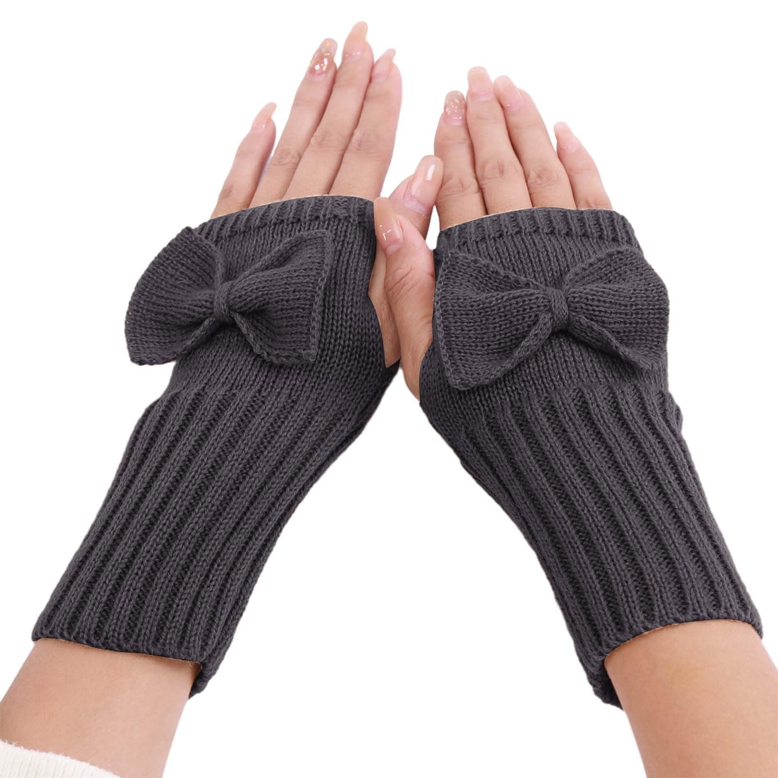 IQYU Lange Rote Handschuhe und Winter Damen süße Handgelenk gestrickte Wolle warme fingerlose Handschuhe Handschuhe Damen Sehr Warm (Dark Gray, One Size) von IQYU