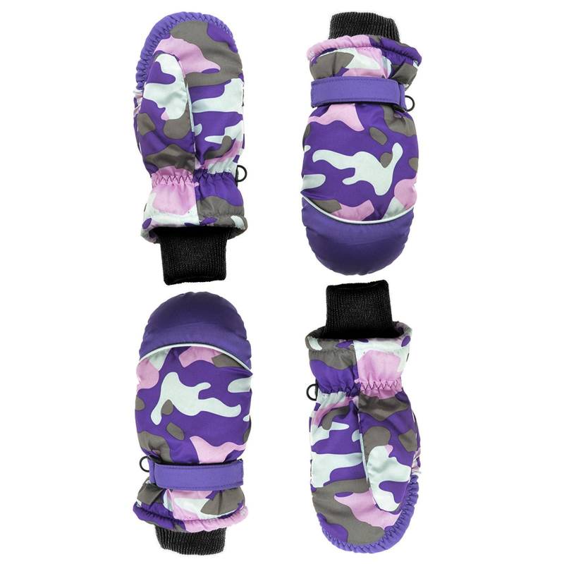 IQYU Latex Kostüm Finger Winterhandschuhe 2 Paar Camouflage Outdoor Warme Fäustlinge Vollständige Skihandschuhe Baby Handschuhe Nikolausgeschenk Für Erwachsene (Purple, One Size) von IQYU