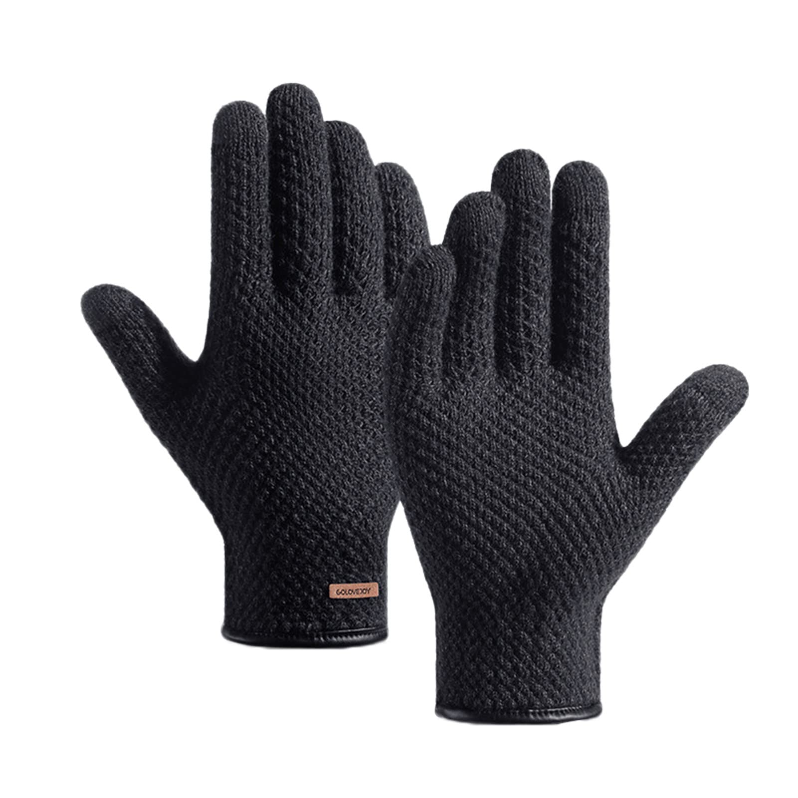 IQYU Latex Strümpfe Weiß Handschuhe Thermo-Touchscreen-Winter-warme gestrickte Farbvlies-Handschuhe für Erwachsene Teufel Kostüm Damen (Black, One Size) von IQYU