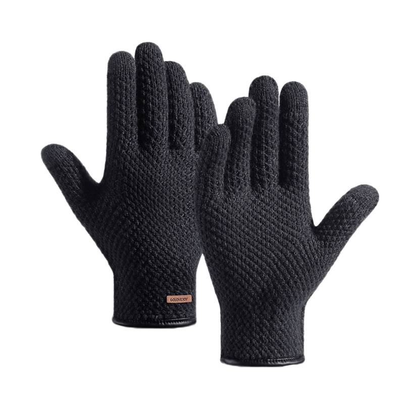 IQYU Latex Strümpfe Weiß Handschuhe Thermo-Touchscreen-Winter-warme gestrickte Farbvlies-Handschuhe für Erwachsene Teufel Kostüm Damen (Black, One Size) von IQYU