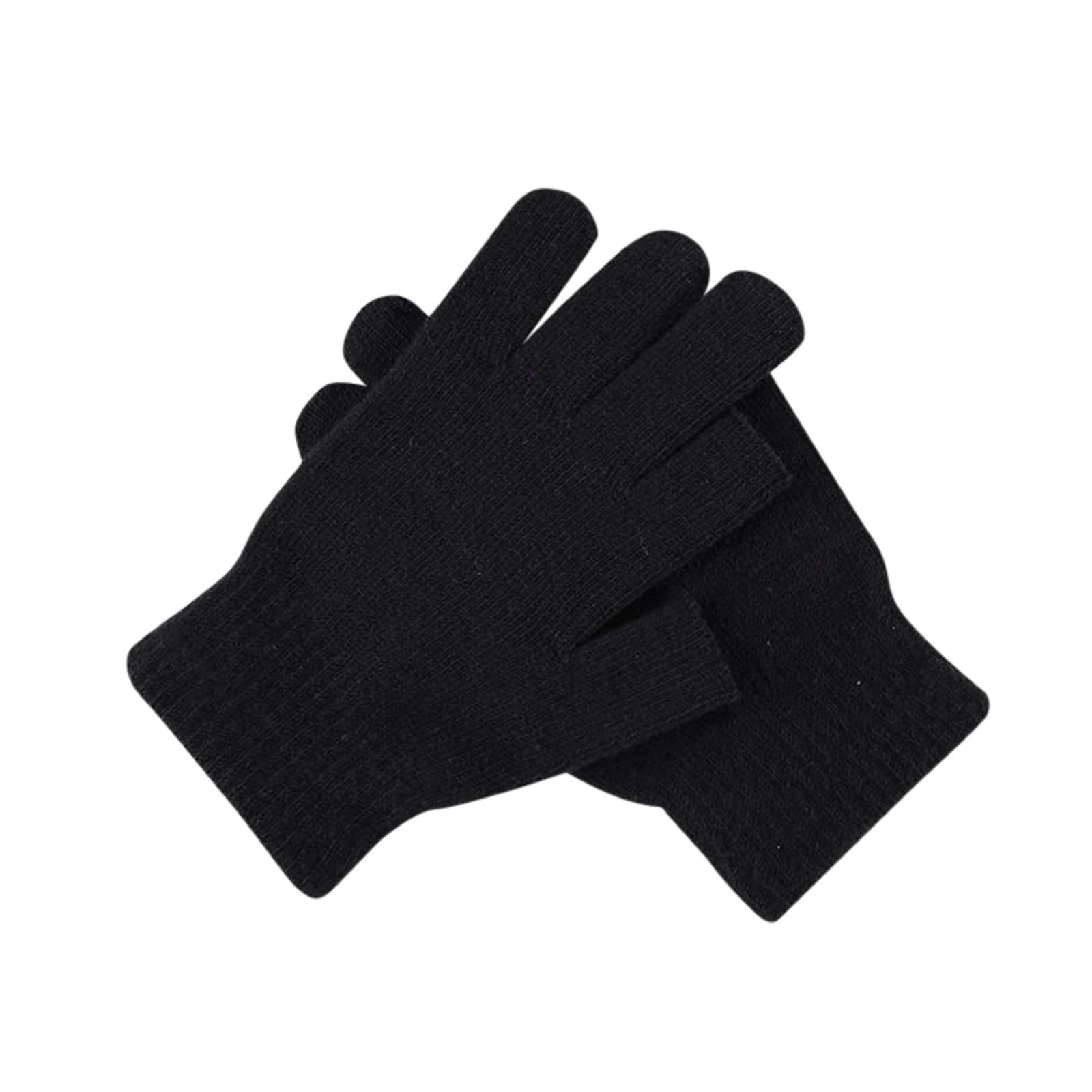 IQYU Lederhandschuhe Fingerlos Schwarz Radfahren solide gestrickt Herren Farbe Damen und Stretch Handschuhe Handschuhe Schwarze Netzhandschuhe (Black, One Size) von IQYU