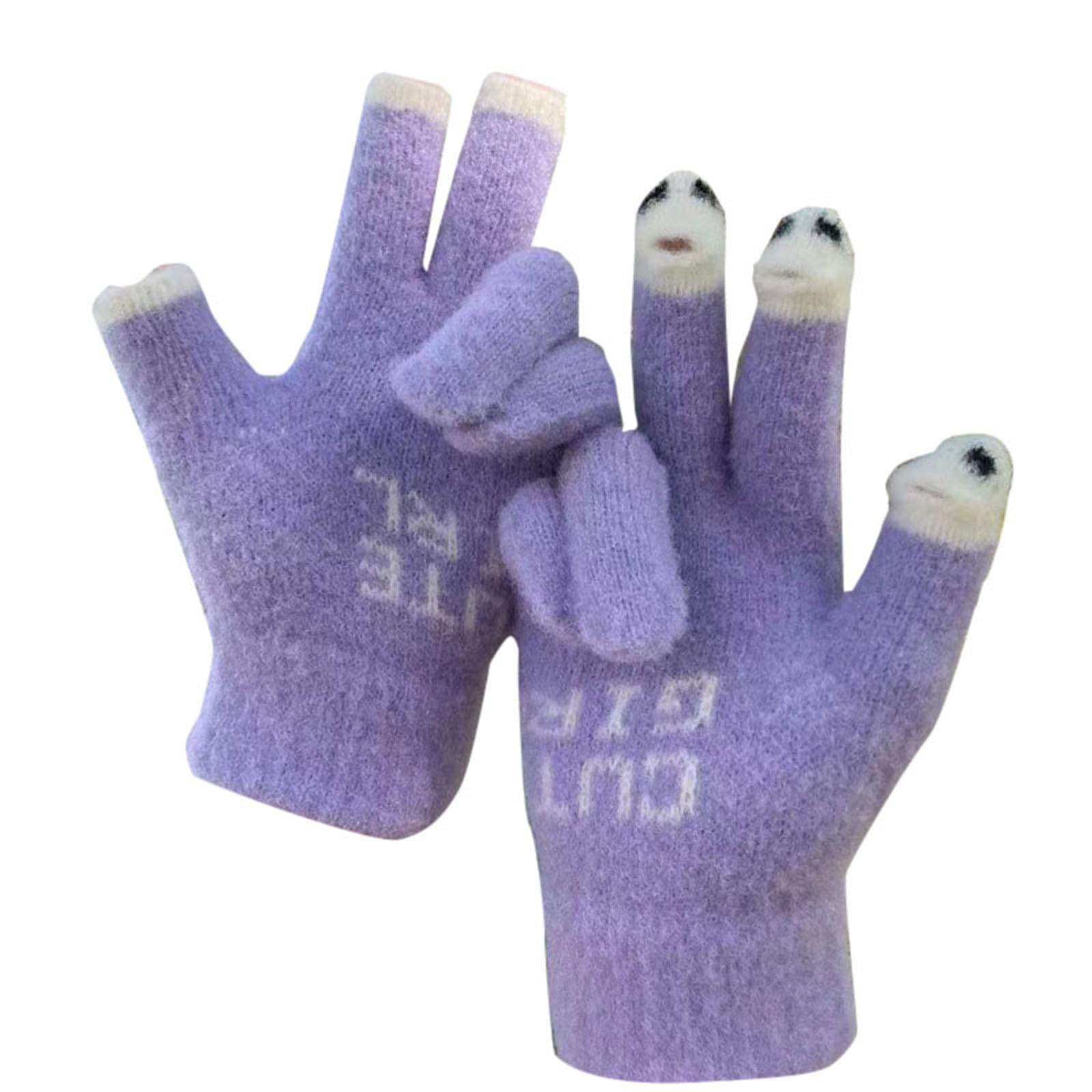 IQYU Lederhandschuhe Frauen Schwarz Gefüttert Gloves Damen Kostüm Elegant Hochzeit (Purple, A) von IQYU