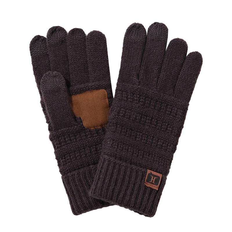 IQYU Lederstrumpf Lange Handschuhe Warme gefütterte Strickhandschuhe Elastische Bündchen Winter Armstulpen Damen (Dark Gray, One Size) von IQYU