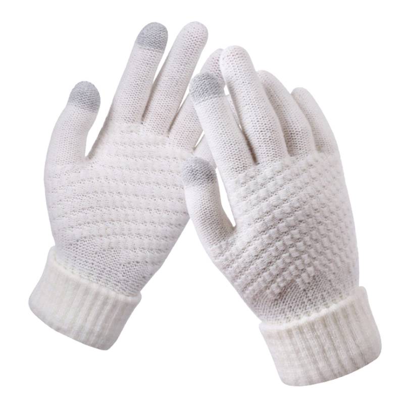 IQYU Modisch, kreativ und mit Siebdruck, dicker Telefondruck, Winter, warm, und Herren-Strickhandschuhe, Schneeflocken-Handschuhe für Erwachsene Finger Handschuhe (D, One Size) von IQYU