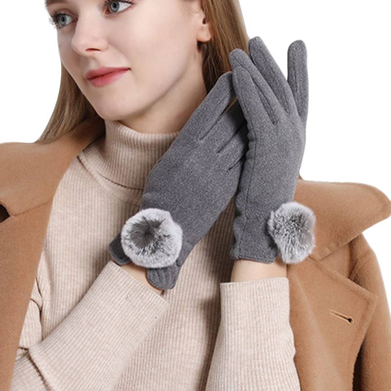 IQYU Piratin Accessoires Damen Light Slim und Warm Handschuhe Wool Closure Screen Handschuhe Schwarzes Satin Kleid (Grey, One Size) von IQYU