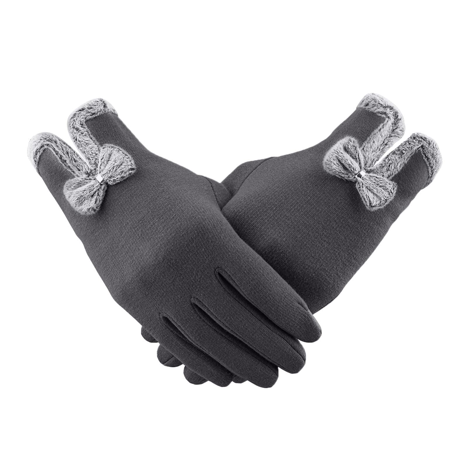 IQYU Schmuck Hochzeit Warme Touchscreen Handschuhe Winddichte Handschuhe für Damen Damen Winter Eleganter Winterhandschuh Damen Kostüm Elegant Mit (Grey, One Size) von IQYU