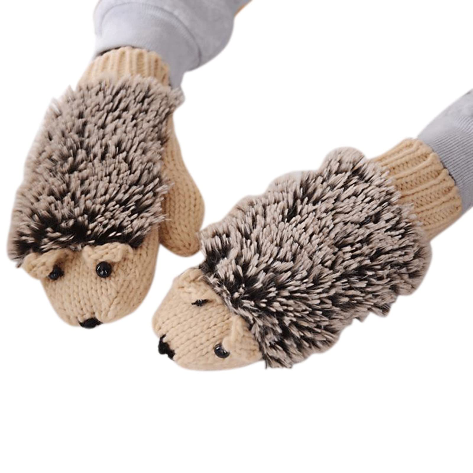 IQYU Schöne Ohrringe Für Damen Winter Dicke -Igel-Handschuhe Lange Handschuhe Damen Gefüttert (Beige, One Size) von IQYU