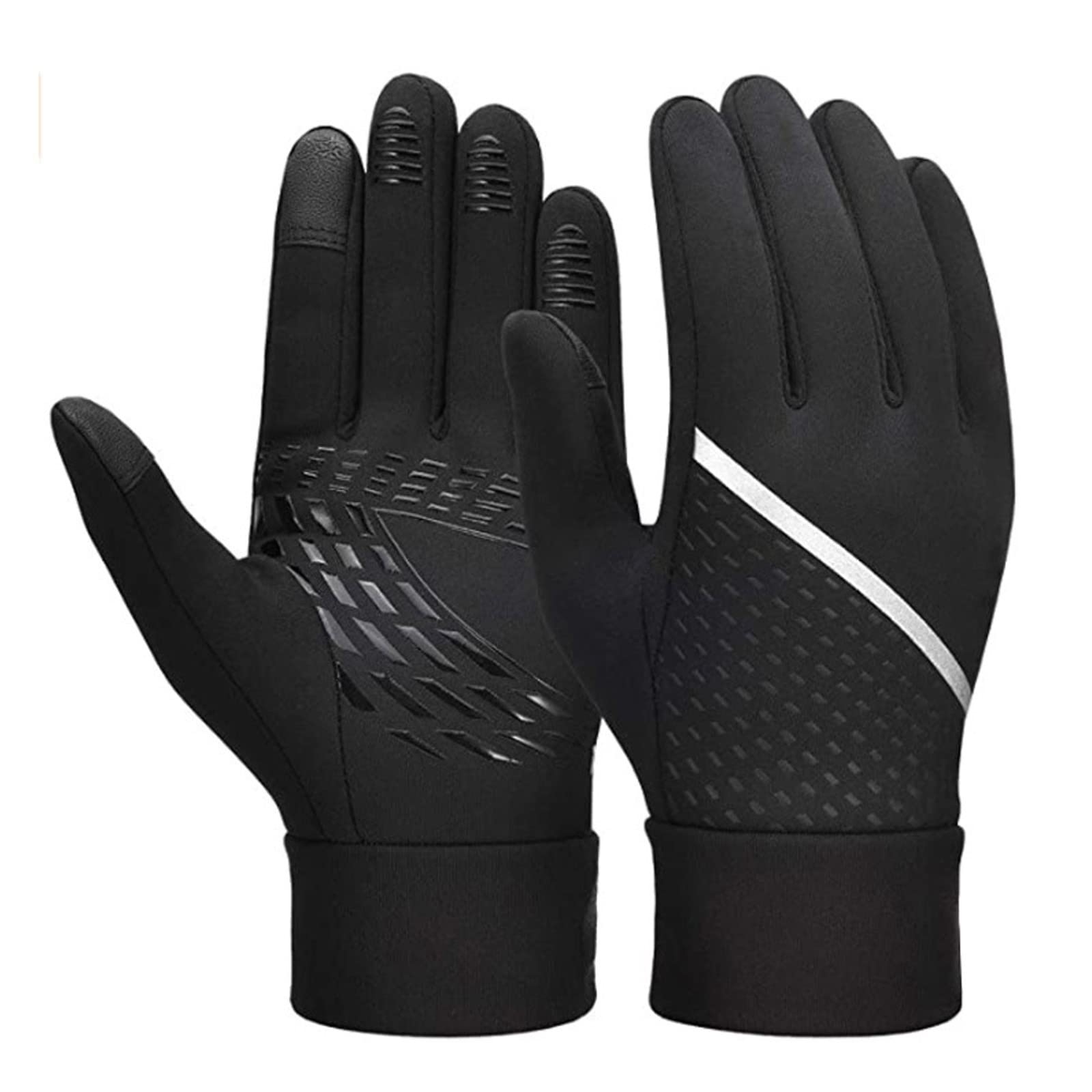 IQYU Seidenhandschuhe Damen Schwarz Freien mit reflektierenden Winterhandschuhen warme wasserdichte Handschuhe für Erwachsene -Handschuhe Handschuhe Damen Fingerlos (Black, M) von IQYU