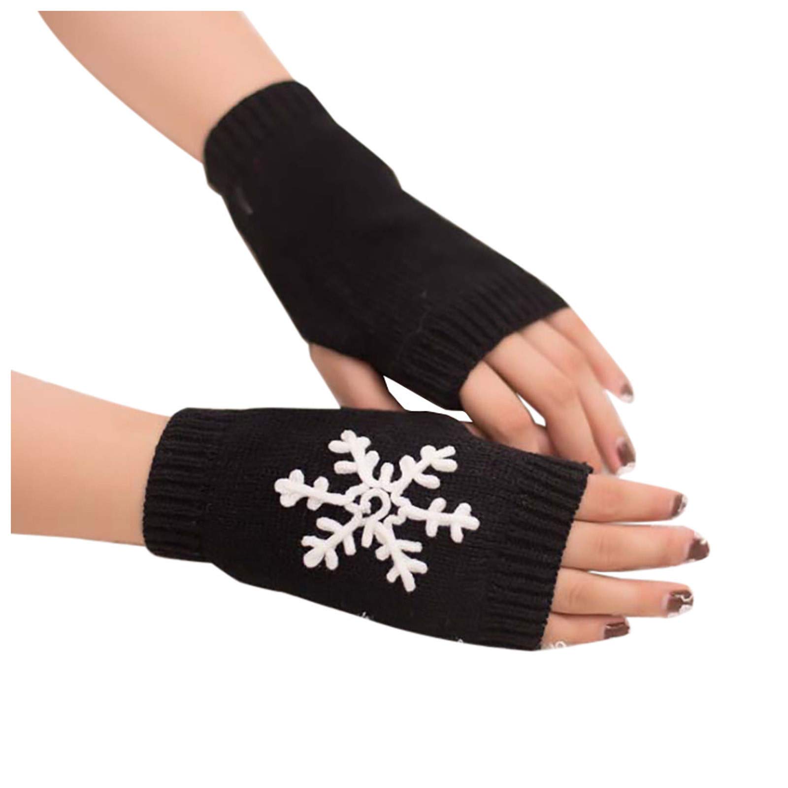 IQYU Sexspielzeug Frauen Hand mitten warm halten Frauen fingerlosen Arm Winter-Strickhandschuh Damen Latex Kleidung (Black, One Size) von IQYU