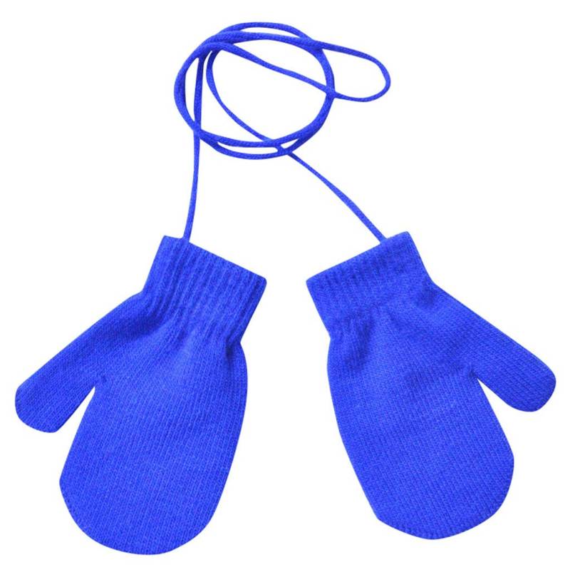 IQYU Strapsgürtel Lack Strickhandschuhe Damen Winter mit Schnüre gestrickte solide niedliche Handschuhe warme Handschuhe Ohrenwärmer Schwarz Damen Handschuhe Lang Winter (Blue, One Size) von IQYU