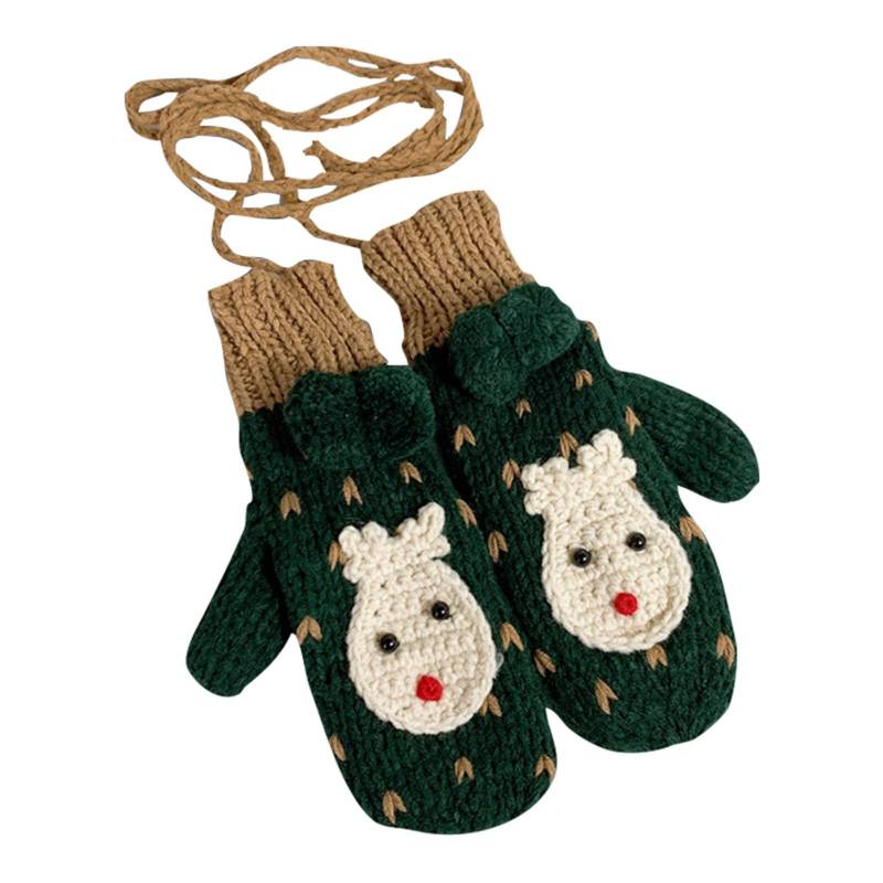 IQYU Stulpen Rosa Proof Plush Thickened Christmas Gloves Weiße Satin Handschuhe (Green, A) von IQYU