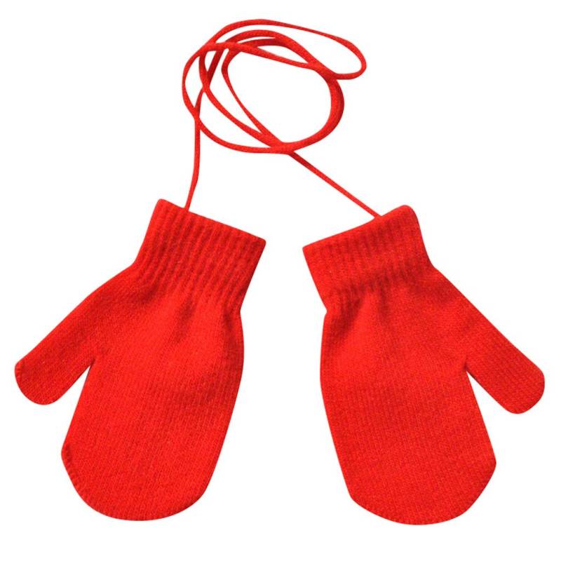 IQYU Warm niedlich mit Schnürhandschuh solide Winter Strickhandschuh Zigarettenhalter Kurz (Red, One Size) von IQYU