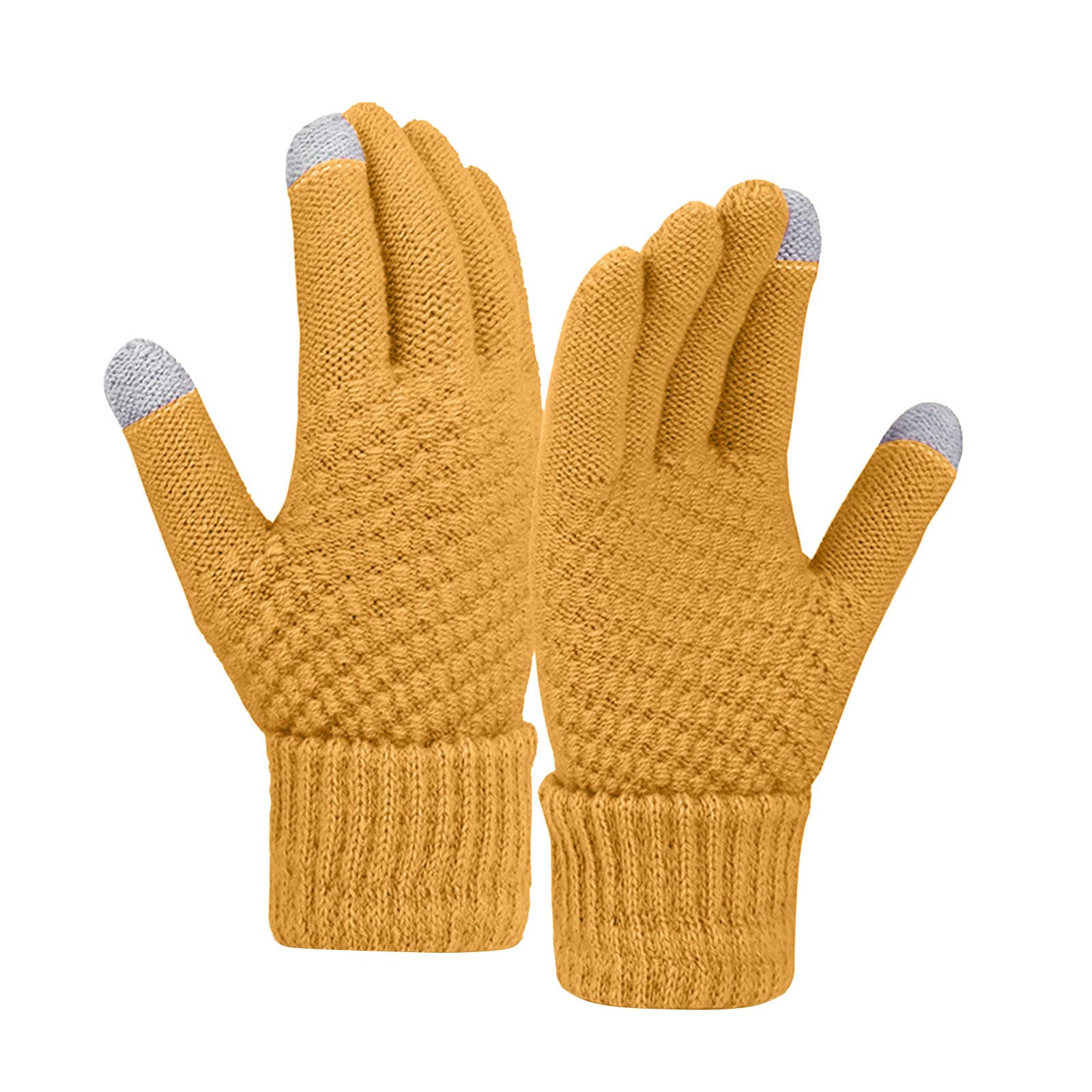 IQYU Warme Winterhandschuhe aus Wolle für Damen, einfarbig, gestrickt, kältebeständig Kassierer Handschuhe Damen (A, One Size) von IQYU