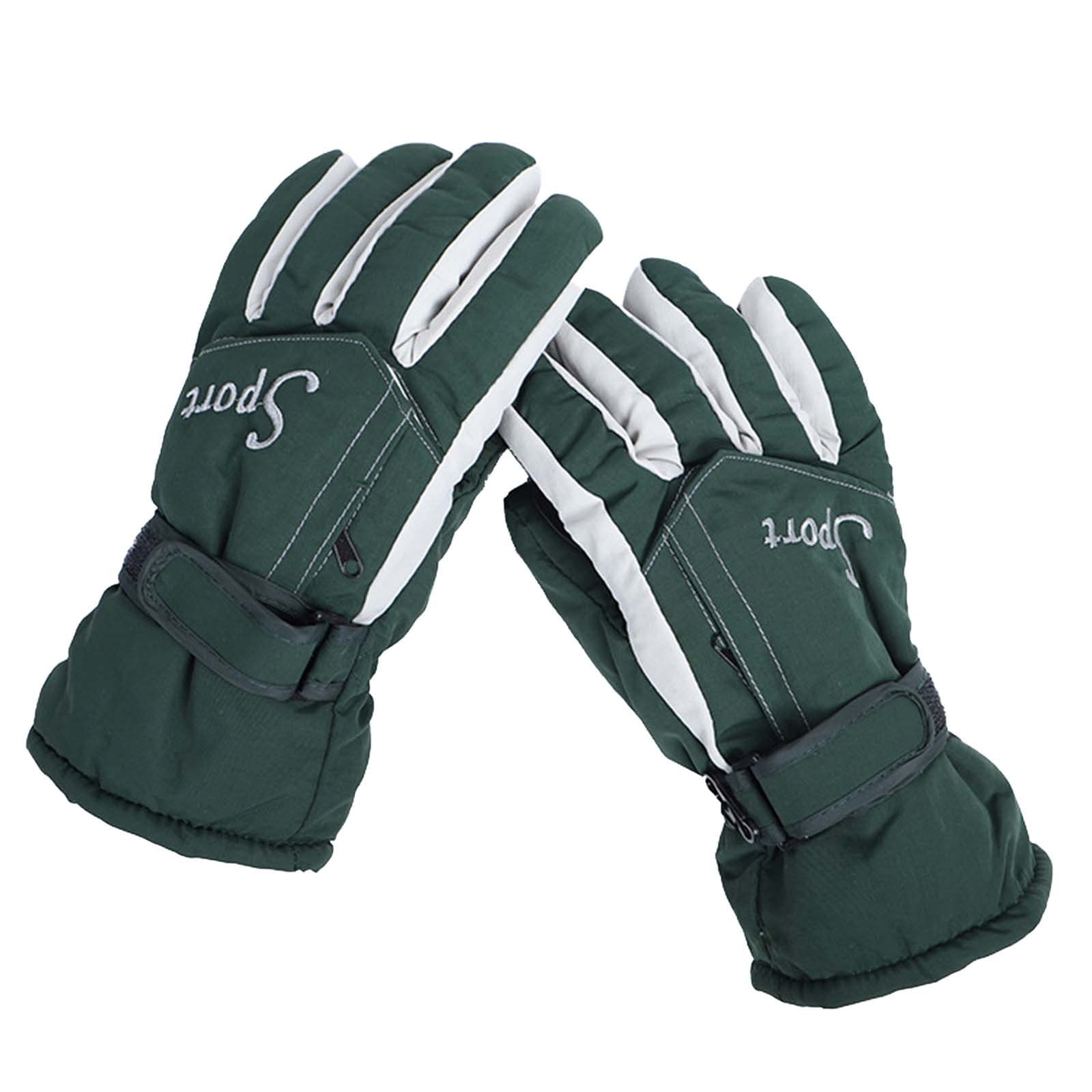 IQYU Weiße Handschuhe Elegant für Herren und Damen, Winter, kältebeständig, verdickt, warmer Bildschirm, rutschfeste, wasserdichte, geschmorte Handschuhe Handstulpen Herren Fingerlos (Green, One Size) von IQYU