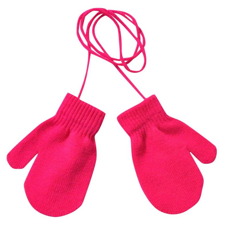 IQYU Winter mit Schnüre gestrickte solide niedliche Handschuhe warme Handschuhe Teufel Kostüm Mädchen (Hot Pink, One Size) von IQYU