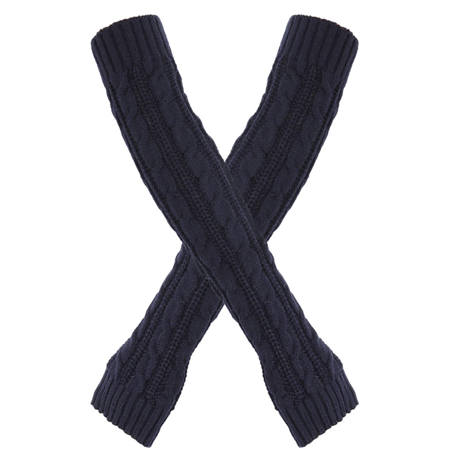 IQYU Wolle verdickte warme lange Handschuhe 8 Charakterärmel und Winter fingerlose Ärmel gestrickte Armärmel Bauchtanzkostüm Damen Set (Navy, One Size) von IQYU