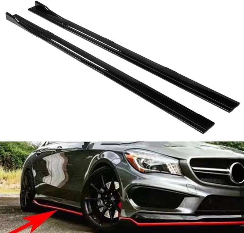 Auto-Seitenschweller für Mercedes Benz W205 W204 W203 C Class C200 C250 C300 C350 C63 AMG, Seitenschweller-Verlängerung, Rocker-Panel-Splitter, Styling-Zubehör,Glossy Black von IREZ