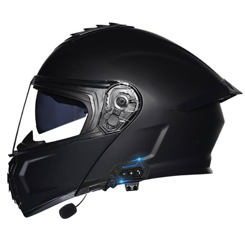 Bluetooth Integralhelm Motorradhelm Klapphelm mit Bluetooth, Mopedhelm Motocross Helm Modularer Motorrad Helm mit Doppelvisier ECE Genehmigt mit Eingebautem Mikrofon Jethelme Skaterhelm(1,L 57~58CM) von IRON JF