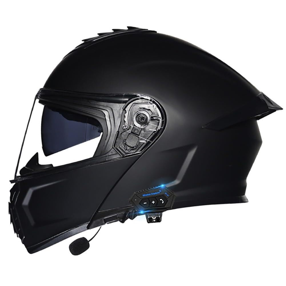 Bluetooth Integralhelm Motorradhelm Klapphelm mit Bluetooth, Mopedhelm Motocross Helm Modularer Motorrad Helm mit Doppelvisier ECE Genehmigt mit Eingebautem Mikrofon Jethelme Skaterhelm(1,XL 59~60CM) von IRON JF