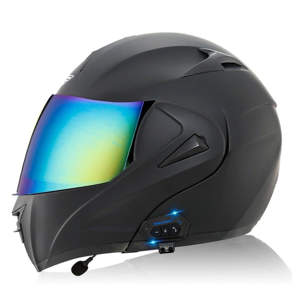Bluetooth Modulare Motorradhelm Klapphelm mit Doppelvisier ECE Genehmigt Modulare Integralhelm Roller Helm Motocross Helm mit Sonnenblende for Herren Damen Mopedhelm Crash Helm(2,XS 53~54CM) von IRON JF