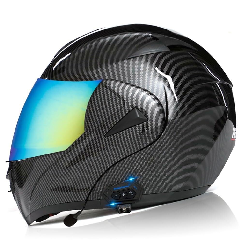 Bluetooth Modulare Motorradhelm Klapphelm mit Doppelvisier ECE Genehmigt Modulare Integralhelm Roller Helm Motocross Helm mit Sonnenblende for Herren Damen Mopedhelm Crash Helm(8,S 55~56CM) von IRON JF