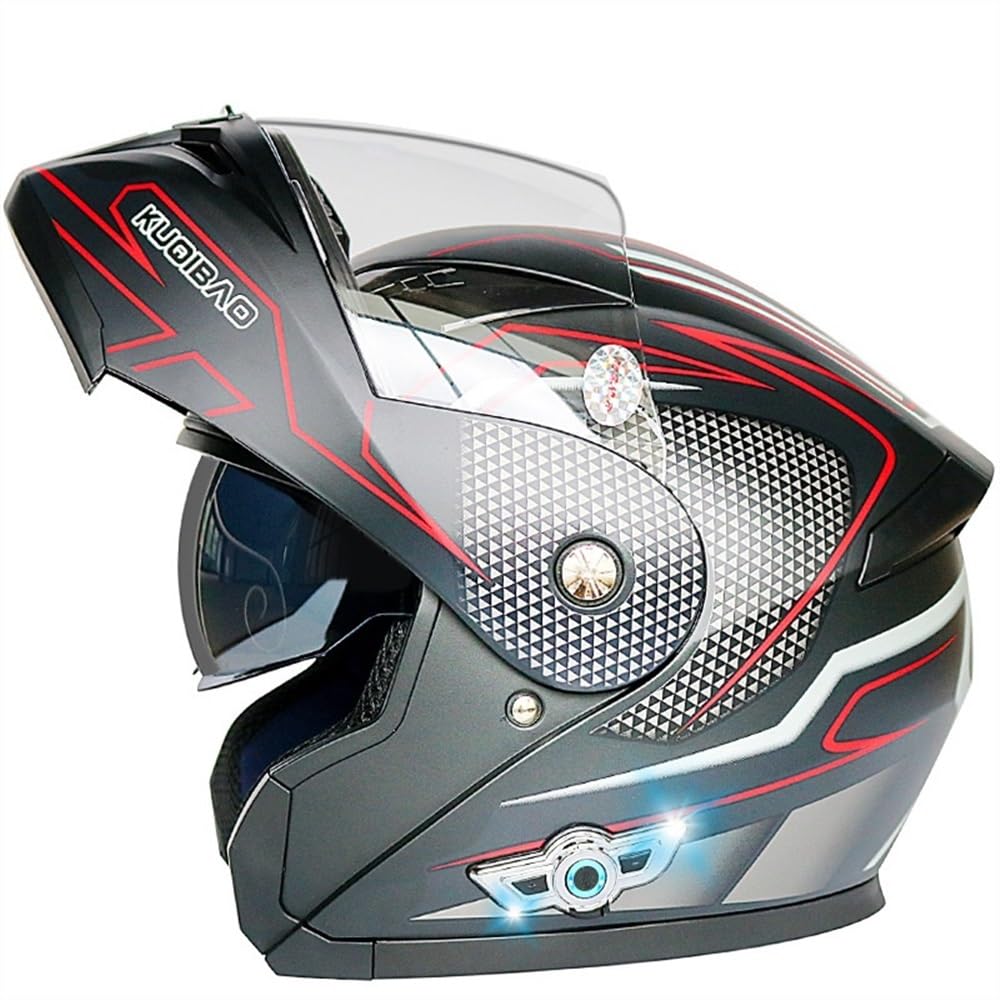 Bluetooth Motorradhelm Klapphelm Motorrad Modularer Helm Rollerhelm mit Doppelvisier Lautsprechermikrofon ECE Genehmigte Integralhelm Racing Helm Motocross Helm for Damen Herren(2,L 59~60CM) von IRON JF