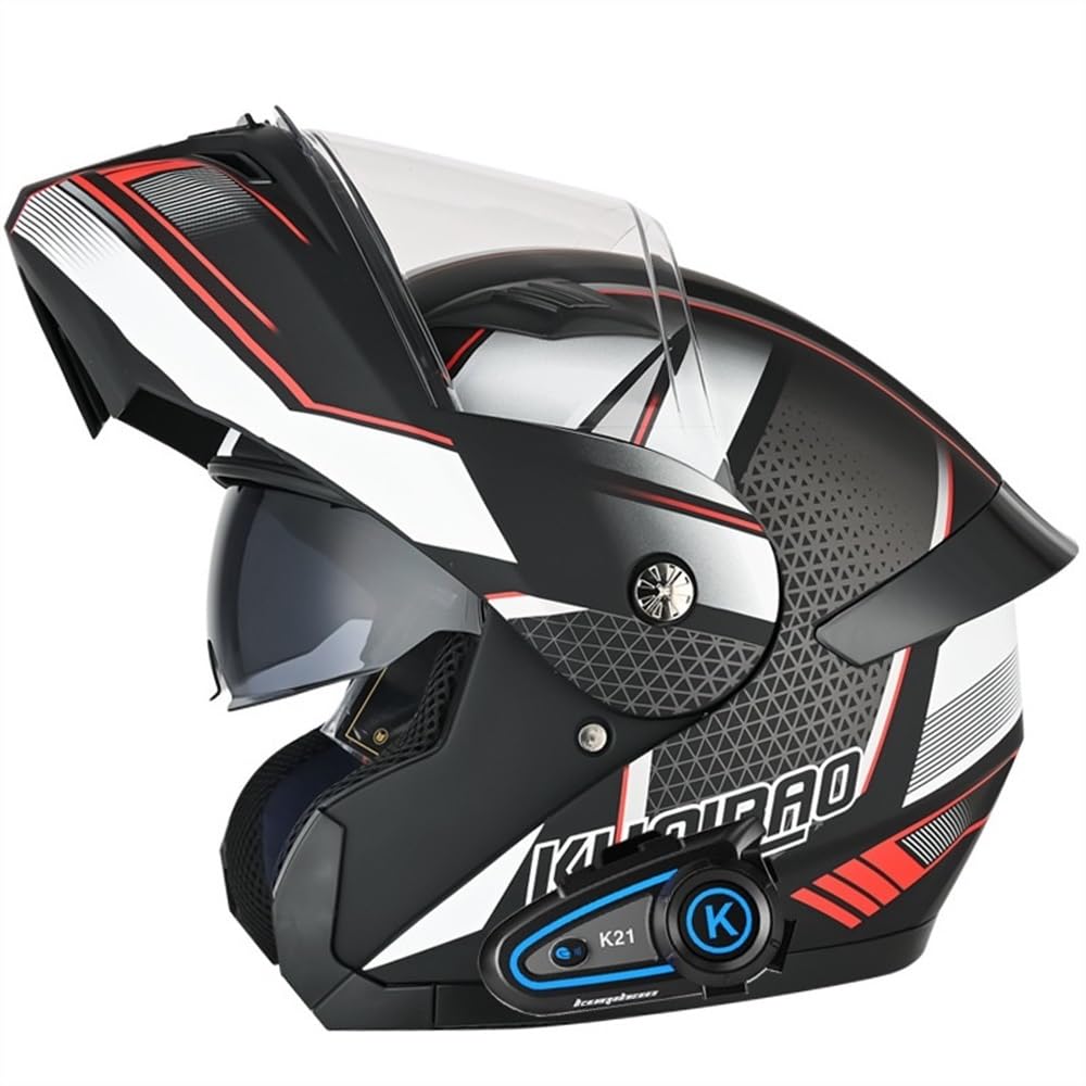 Bluetooth Motorradhelm Klapphelm Motorrad Modularer Helm Rollerhelm mit Doppelvisier Lautsprechermikrofon ECE Genehmigte Integralhelm Racing Helm Motocross Helm for Damen Herren(3,XXL 63~64CM) von IRON JF