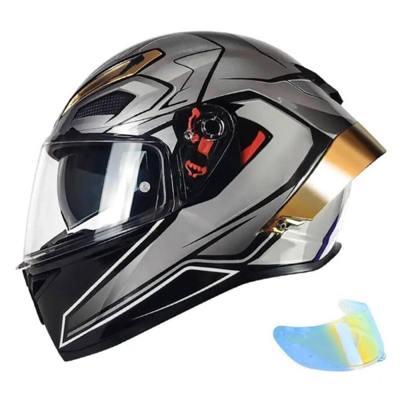 Klapphelm Motorradhelm Integralhelm Fullface Helm Rollerhelm Motocross Helme Jethelm Sturzhelm mit Doppelvisier und Bluetooth-Headset-Steckplätze ECE Genehmigt Mopedhelm(5,XL 61~62CM) von IRON JF