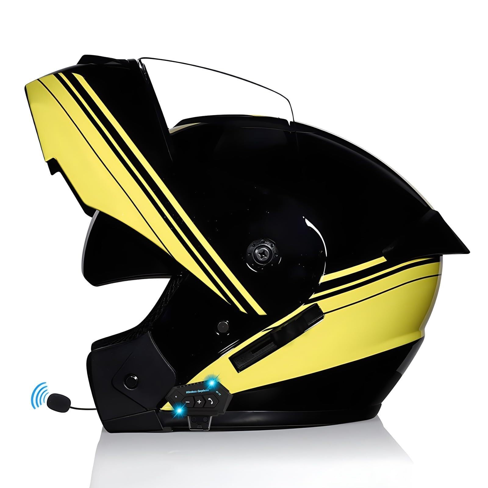 Motorrad Integrierter Bluetooth-Helm Motocross Helm mit Anti-Fog-Doppelvisier Motorradhelm Klapphelm Fahrradhelm Erwachsene Rollerhelm ECE Genehmigt Sturzhelm for Damen Herren(10,M 56~57CM) von IRON JF