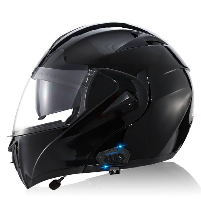 Motorrad Klapphelm Motorradhelm mit Bluetooth motocross Helm ECE Zertifiziert Integralhelme mopedhelm mit Doppelvisier, Helm Motorrad mit Mikrofon for Automatische Reaktion for Herren Damen(5,S 55~56C von IRON JF