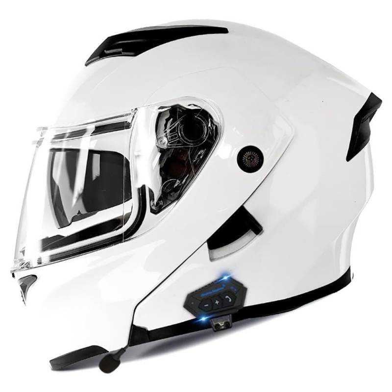 Motorradhelm mit Bluetooth Klapphelm Integralhelm Fullface Helm Sturzhelm Motocross Helm Mopedhelm mit Doppelvisier Modularer Bluetooth-Helm ECE Genehmigt Anti-Fog-Doppelspiegel(3,XXL 63~64CM) von IRON JF