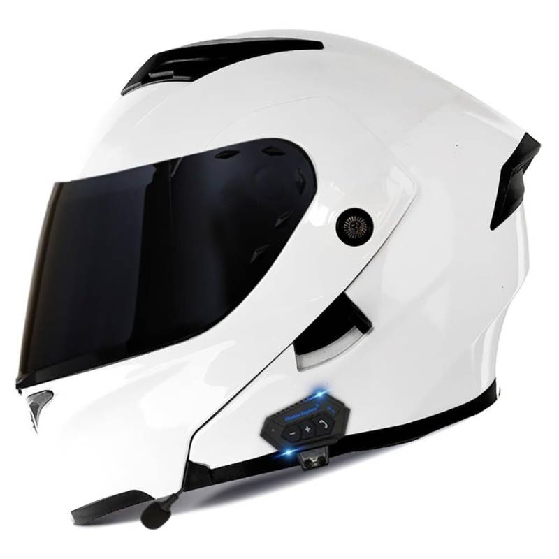 Motorradhelm mit Bluetooth Klapphelm Integralhelm Fullface Helm Sturzhelm Motocross Helm Mopedhelm mit Doppelvisier Modularer Bluetooth-Helm ECE Genehmigt Anti-Fog-Doppelspiegel(4,S 55~56CM) von IRON JF