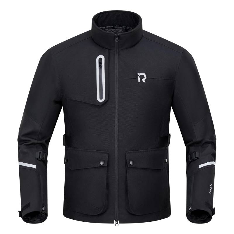 IRON JIA'S Motorradjacke herren Four Seasons mit CE-Panzerung, herausnehmbarem Innenfutter, Schutzausrüstung für Motorradfahrer Schwarz XL von IRON JIA'S