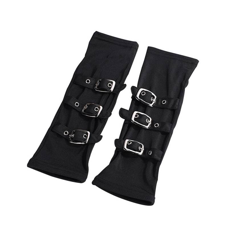 ISAKEN Schwarze Spitzenhandschuhe Fingerless Gloves Edgy Wristband Look Warmers Schwarze Seide Mode Brauthandschuhe für das Hochzeitskleid von ISAKEN