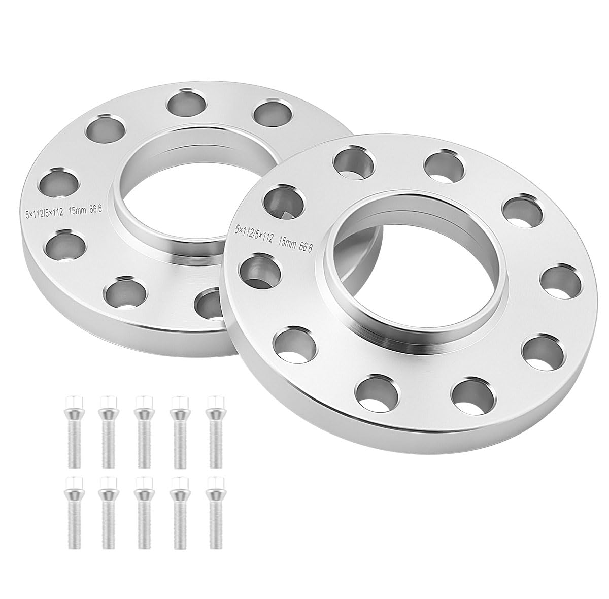 ISINEVER Spurverbreiterung 5x112 30mm 2x15mm 66,6 Für Mercedes-Benz Modelle mit Radschrauben M14x1.5 Spurplatten Distanzscheibe Silver von ISINEVER