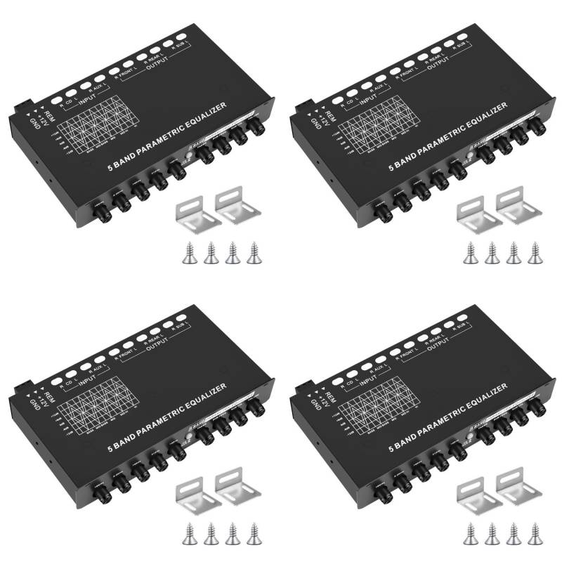 ISKDJBJG 4X 5-BüNde Auto Audio Equalizer, Einstellbarer 7 Band EQ Auto Verstärker Grafik Equalizer mit CD/AUX Eingangs Schalter, Schwarz von ISKDJBJG