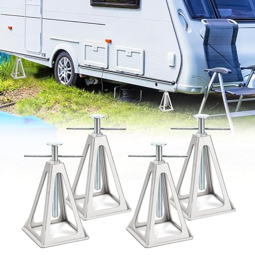 ISOISL 4 Stück Alu Stützbock Unterstellböcke, Stützbock 3T Tragfähigkeit, Unterstellbock Höhenverstellbar 280-430mm, Unterstellbock Stützbock für PKW, Caravan Anhänger und Wohnwagen von ISOISL