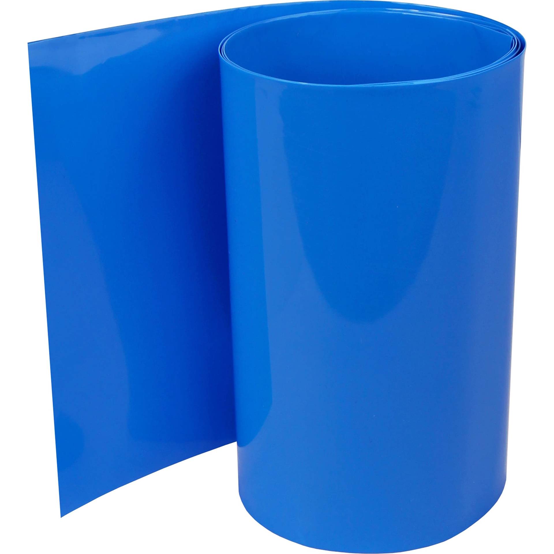 ISOLATECH PVC Schrumpfschlauch Meterware blau ohne Kleber Flachmaß 100mm (Ø63,7mm) 10 Meter Schrumpfverhältnis 2:1 Set zum Isolieren von 18650 Akku Batterien unbeschriftet (Ø63,7mm 10 Meter) von ISOLATECH