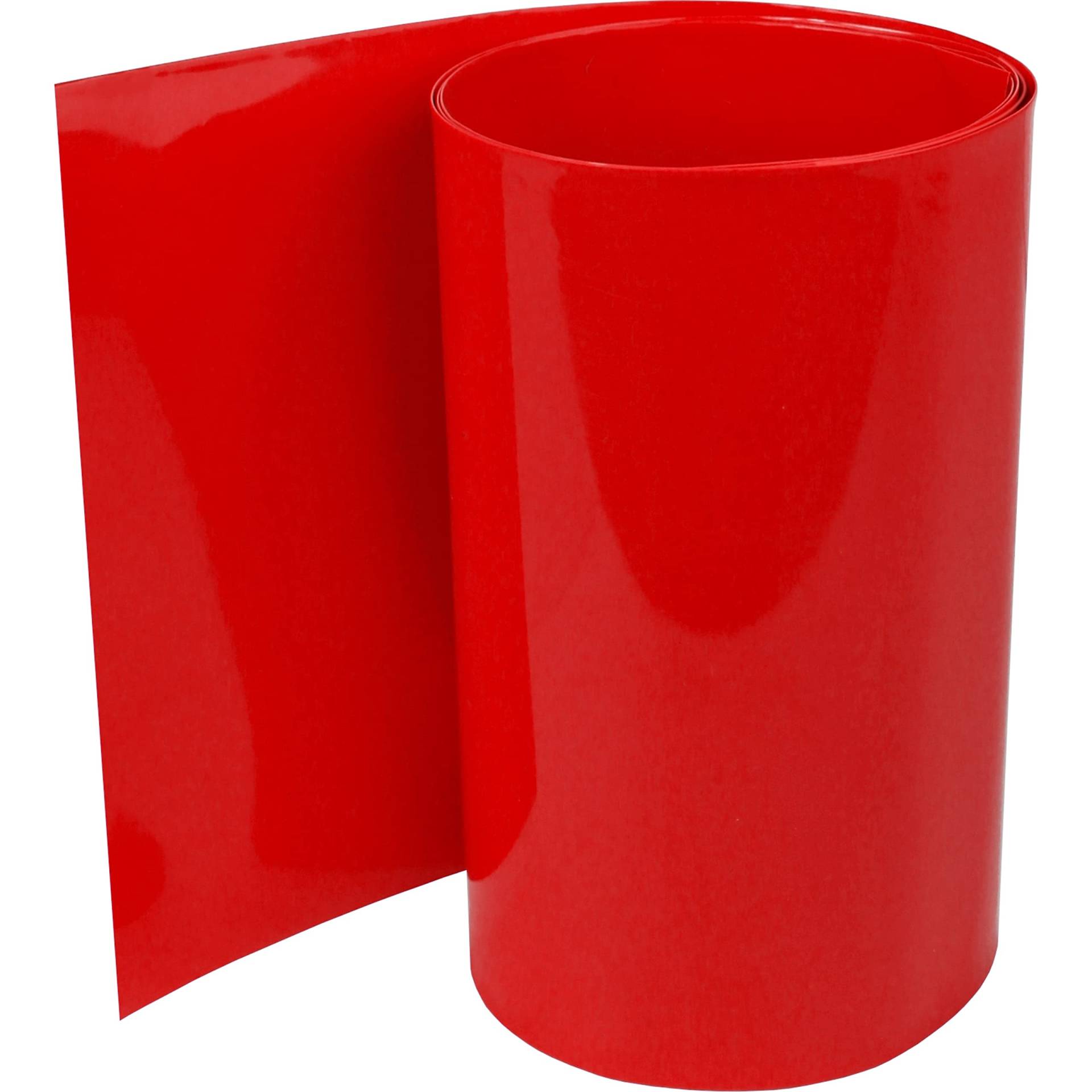 ISOLATECH PVC Schrumpfschlauch Meterware rot ohne Kleber Flachmaß 100mm (Ø63,7mm) 10 Meter Schrumpfverhältnis 2:1 Set zum Isolieren von 18650 Akku Batterien unbeschriftet (Ø63,7mm 10 Meter) von ISOLATECH