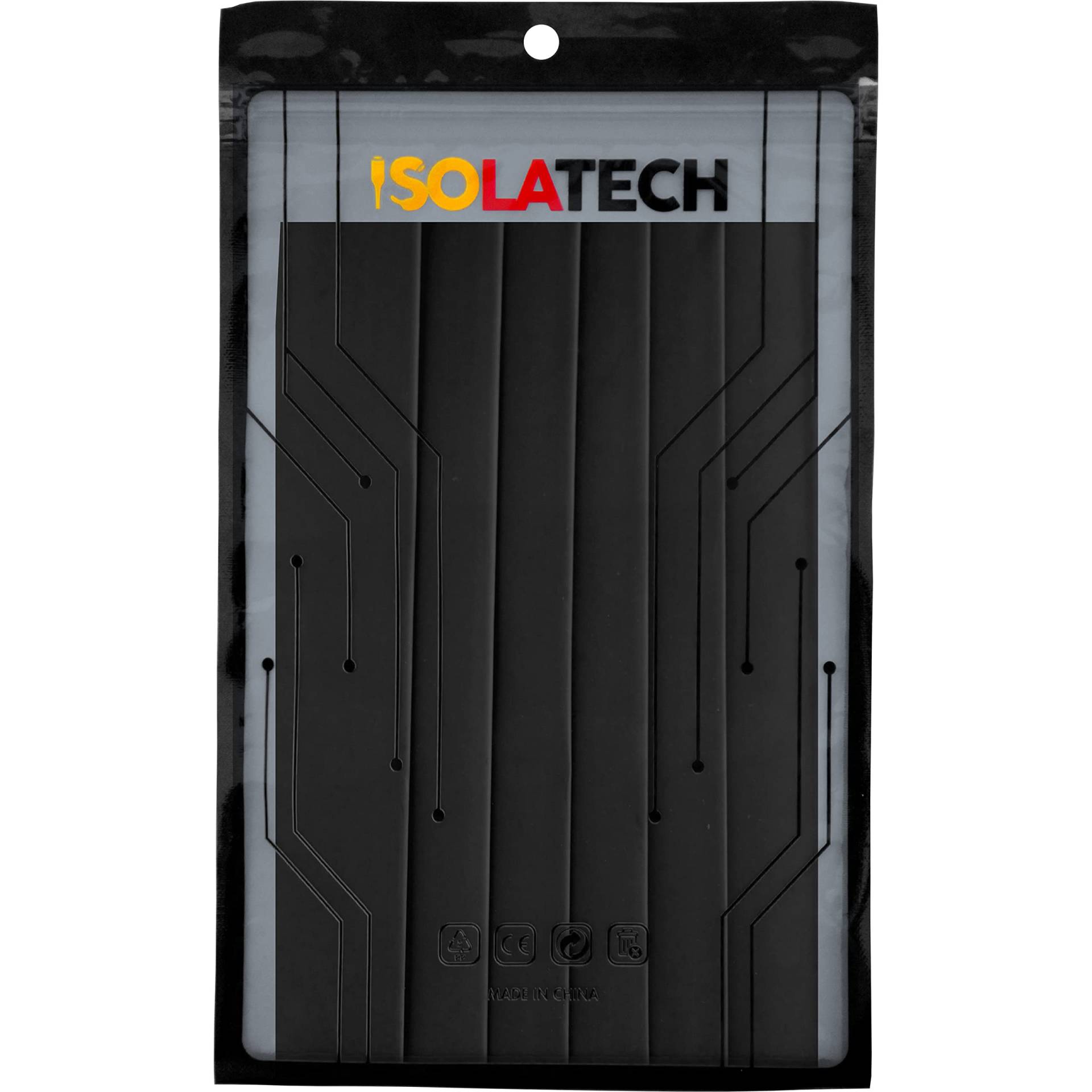 ISOLATECH Schrumpfschlauch Set 2:1 ohne Kleber unbeschriftet Schwarz Set viele Größen Ø30mm 1,2 Meter in 6Stk x 20cm von ISOLATECH