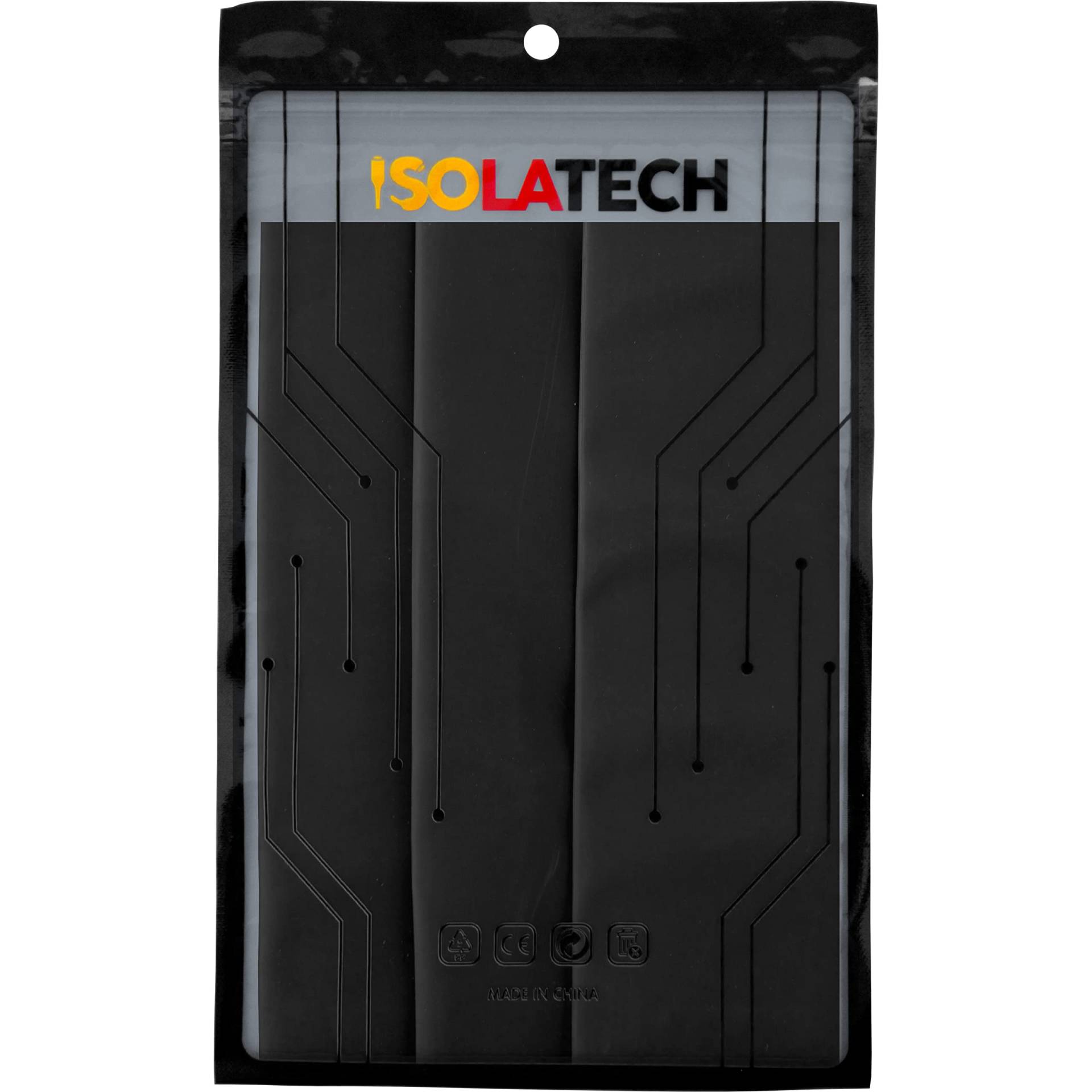 ISOLATECH Schrumpfschlauch Set 3:1 ohne Kleber unbeschriftet Schwarz Set viele Größen Ø30mm 0,6 Meter in 3Stk x 20cm von ISOLATECH