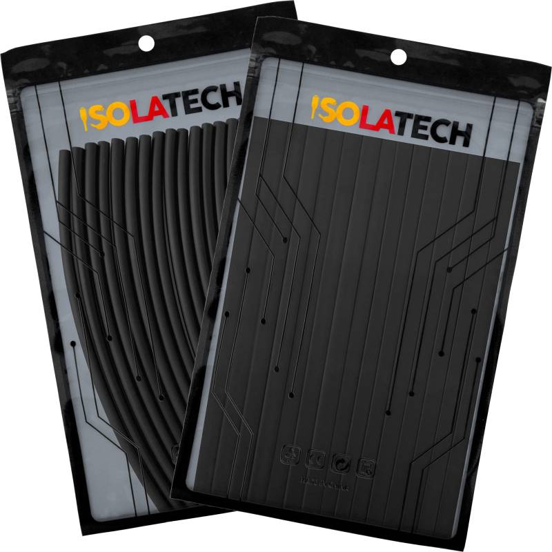 ISOLATECH Schrumpfschlauch Set Bündel 3:1 mit Kleber unbeschriftet Schwarz Ø3mm 3,6 Meter in 18Stk x 20cm und Ø5mm 3,0 Meter in 15Stk x 20cm von ISOLATECH