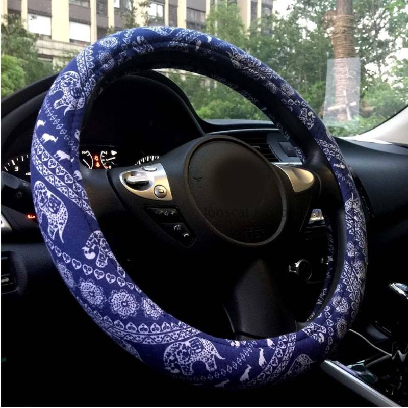 Istn Unisex Automotive ethnische Flachs Tuch Cute Elephant Universal Auto Lenkrad Abdeckung von ISTN