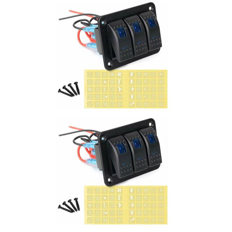 ISTOVO 2X 3 Gang Aluminium Panel Toggle Dash 5 Pin ON/Off Vorverdrahteter Wippschalter für Automotive Car Marine Boat von ISTOVO