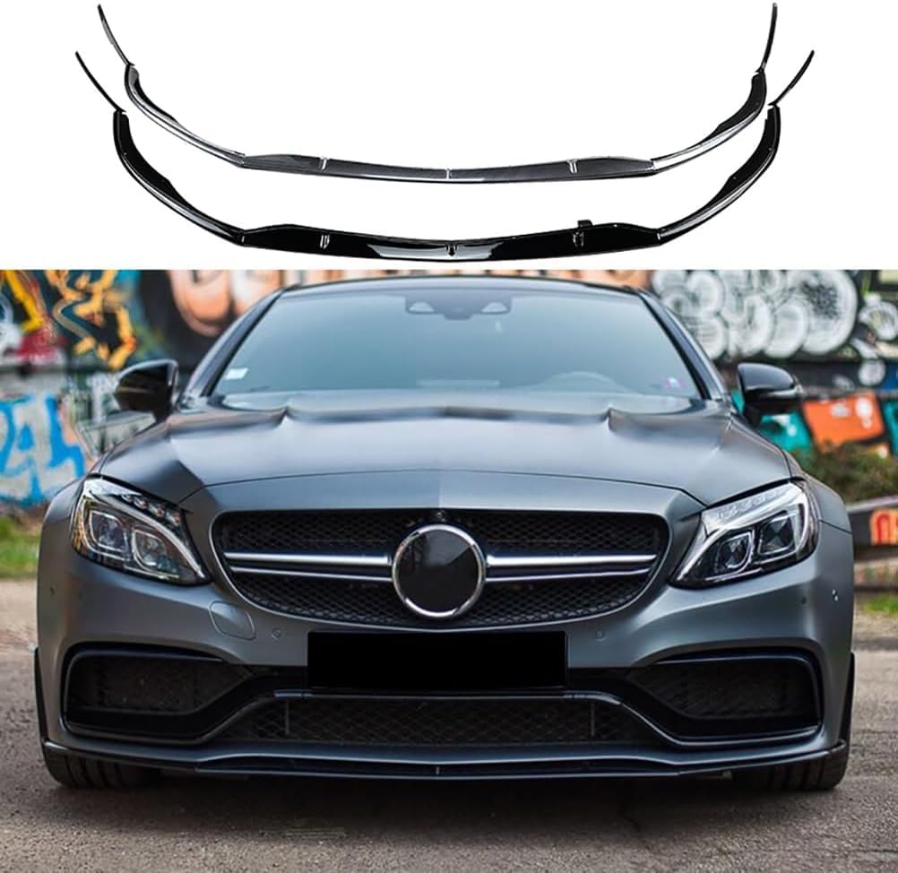 ISTOVO Auto Frontspoiler für Mercedes Benz C-Class W205 C205 S205 C63 AMG 2015-2022, Stoßstange Lippe Front Spoiler, Tuning Auto zubehör,Carbon Fiber Look von ISTOVO