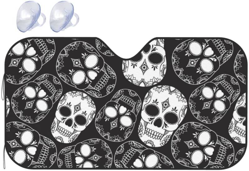 Auto Windschutz Sonnenschutz Sugar Skull Windschutzscheibe Abdeckung Schutz UV Eis Schnee Frostschutz für Auto SUV Allwetter von IUBBKI