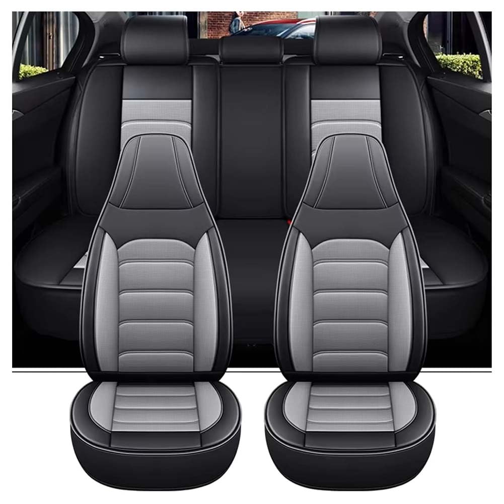 IUHYGUHGTFS Leder Auto Sitzbezüge Sets für Nissan X-Trial 2014-2025 5 Seats, Autositzbezug Kompletter Satz Vorne Hinten Schonbezüge Innenraum Zubehör,D/Black-Grey von IUHYGUHGTFS