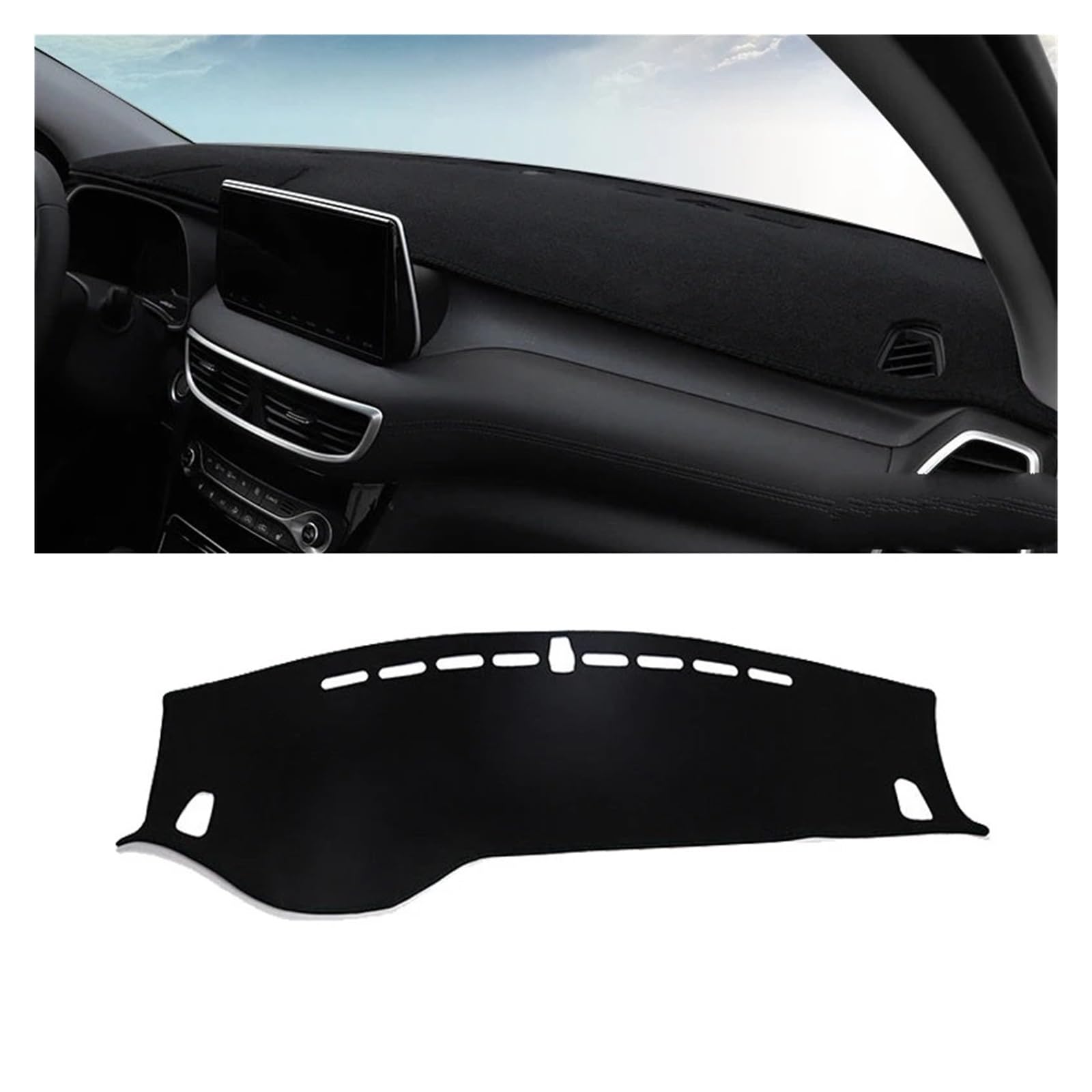 Auto Armaturenbrett Abdeckungsmatte Für Hyundai Für Tucson TL 2015 2016 2017 2018 2019 2020 LHD Auto Dashboard Abdeckung Schattierung Matte Sonnenschutz Pad Teppich innen Dash Ma(19-20 Black) von IUKMR