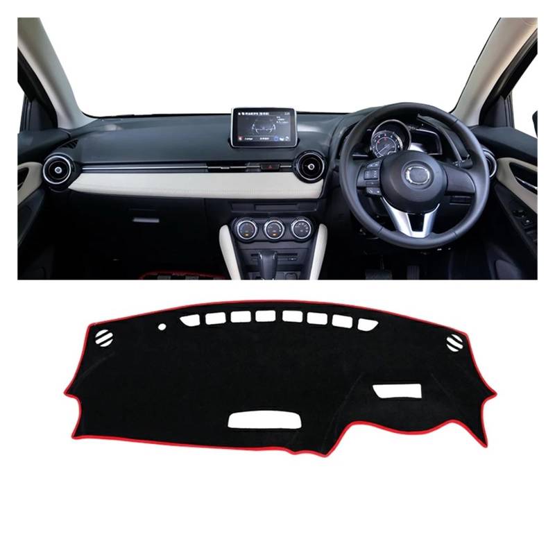 Auto Armaturenbrett Abdeckungsmatte Für Mazda 2 DJ DL 2015 2016 2017 2018 2019 2020 2021 2022 2023 Auto Dashboard Abdeckung Sonnenschutz Matte Vermeiden Licht Pad Teppich Dash Ma(A RHD Red Side) von IUKMR